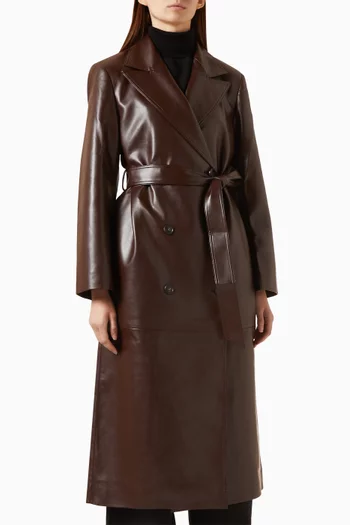 Briella Trench Coat in Faux Leather