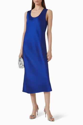 Scoop-neck Midi Dress in Satin