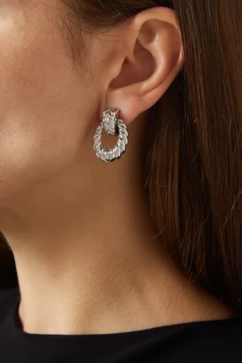 1980s Door Knocker Clip-on Earrings in Rhodium-plated Metal