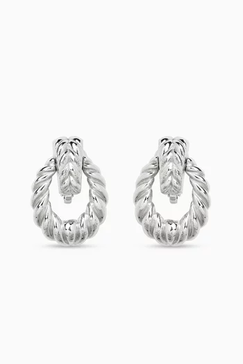1980s Door Knocker Clip-on Earrings in Rhodium-plated Metal