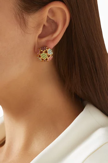 1980s Vintage Swarovski Clip-on Earrings in 22kt Gold-plated Metal