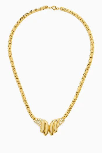 1980s Vintage Art Deco Revival Necklace in Gold-tone Brass