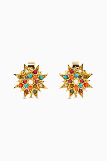 1980s Vintage Star Clip-on Earrings in 22kt Gold-plated Metal