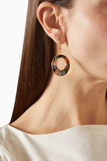 1980s Vintage Cloisonné Earrings in Gold-plated Brass