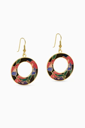 1980s Vintage Cloisonné Earrings in Gold-plated Brass