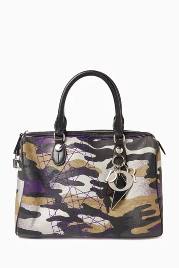2000s Medium Camo Boston Bag in Canvas & Leather