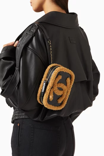 2010s Mini Camera Bag in Aged Leather & Shearling