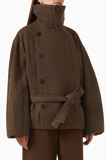 Short Wrap Coat in Felted Wool-blend