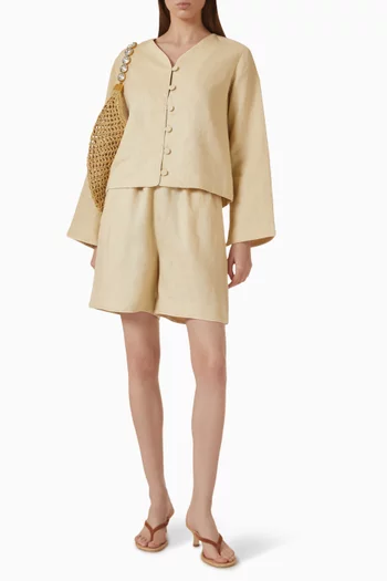 Lucia Long Sleeve Blouse in Linen