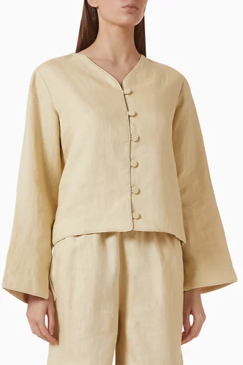 Lucia Long Sleeve Blouse in Linen
