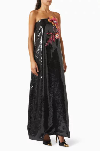 Sequin Strapless Dress in Organza