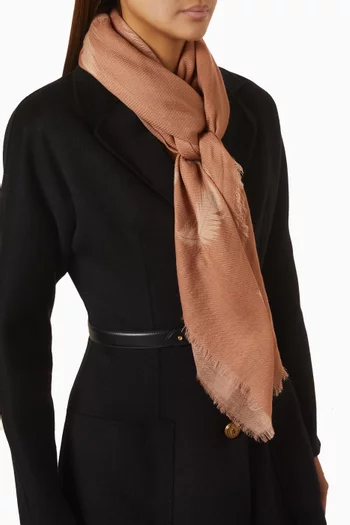 Feather-print Foulard Scarf in Wool-cashmere