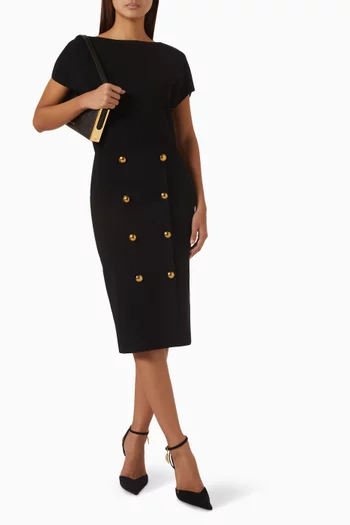 Jewel-button Knit Dress in Viscose Blend