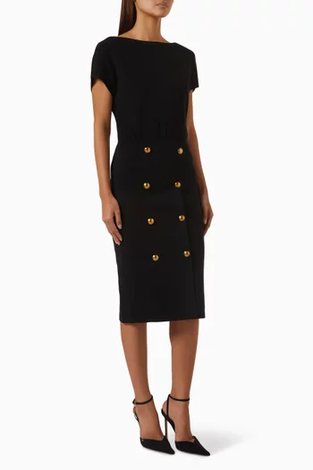 Jewel-button Knit Dress in Viscose Blend