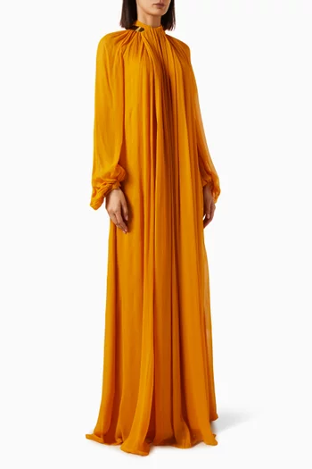 Jewel Collar Maxi Dress in Crepe