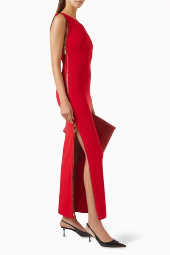 Zip-detailed Maxi Dress in Viscose-knit