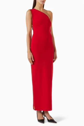 Zip-detailed Maxi Dress in Viscose-knit