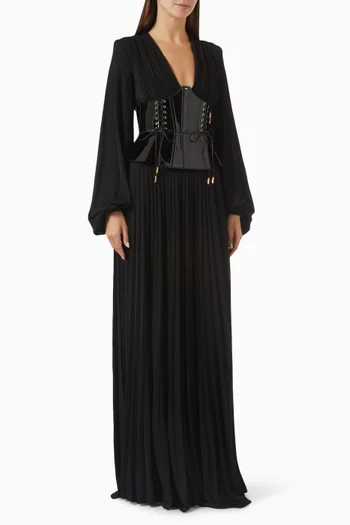 Bustier-belt Dress in Lamé-effect Jersey