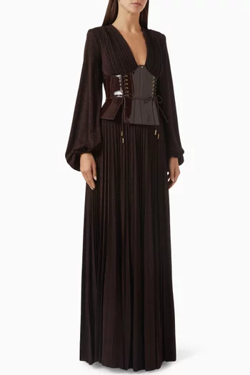 Bustier-belt Dress in Lamé-effect Jersey