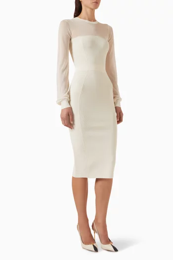 Sheer-panel Knit Dress in Viscose Blend