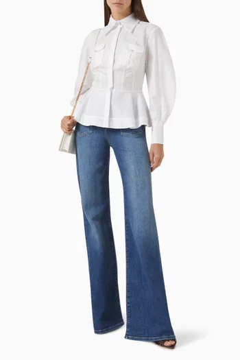 Flounce-detail Shirt in Cotton-poplin