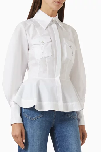 Flounce-detail Shirt in Cotton-poplin