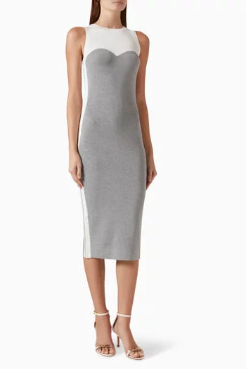 Two-tone Midi Dress in Knit
