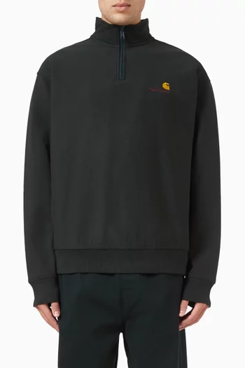 Half-zip American Script Sweatshirt in Brushed Jersey