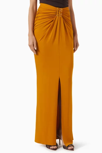 Jewel Logo Draped Maxi Skirt in Crêpe-jersey