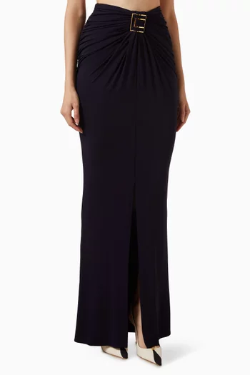 Jewel Logo Draped Maxi Skirt in Crêpe-jersey