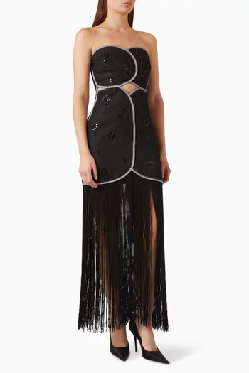 Joaquina Fringe Dress in Cotton