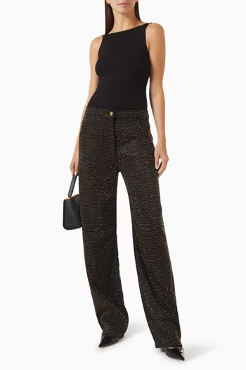 Rhinestone Barrel-leg Pants in Denim
