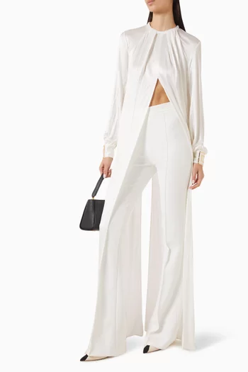 Draped Long Top in Shiny Jersey