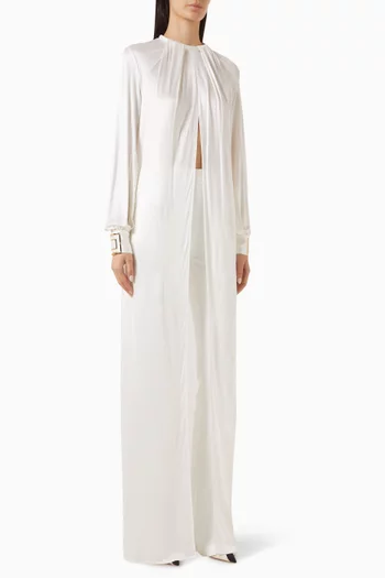 Draped Long Top in Shiny Jersey