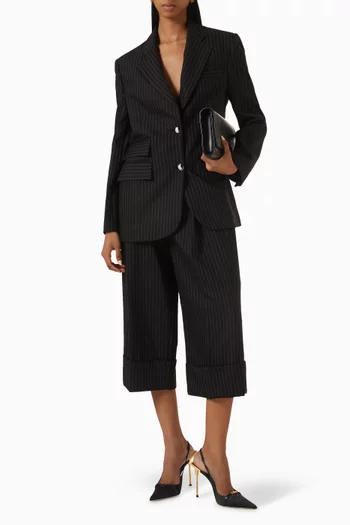 Pinstripe Culotte Pants in Wool
