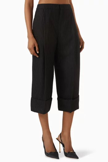 Pinstripe Culotte Pants in Wool