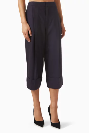 Pinstripe Culotte Pants in Wool