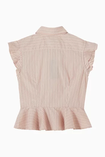 Ruffle Striped Blouse in Cotton