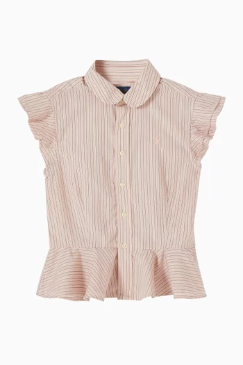 Ruffle Striped Blouse in Cotton