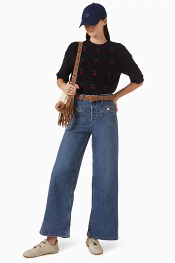 Embroidered-cherry Sweater in Wool