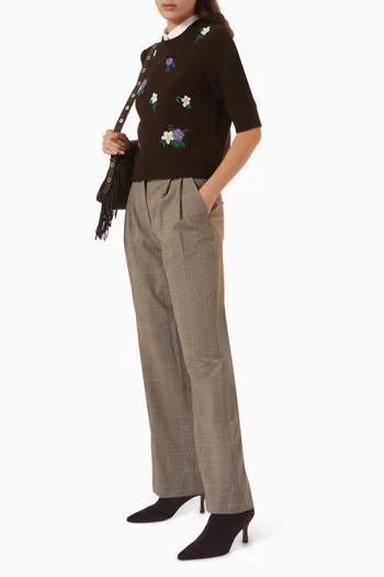 Floral-embroidered Sweater in Wool Blend