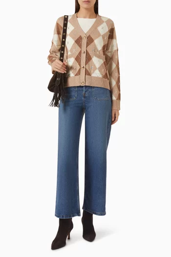 Rhinestone-embellished Cardigan in Wool