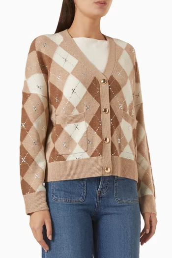 Rhinestone-embellished Cardigan in Wool