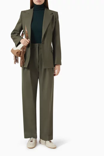 Pleated Wide-leg Pants in Wool-blend