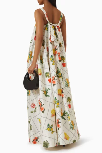 Low-back Tie Dress in Silk Dupioni