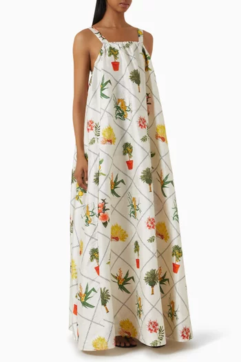 Low-back Tie Dress in Silk Dupioni