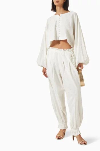 Embellished Royal Blouse in Cotton Voile