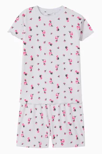 Floral T-shirt & Shorts Pyjama Set in Jersey