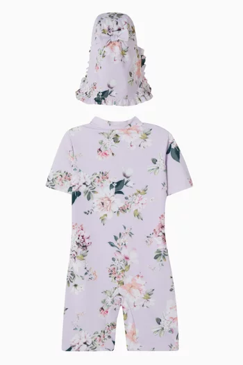 Floral Rash Guard & Cap Set