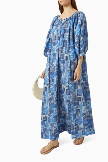 Shirred Half-placket Dress